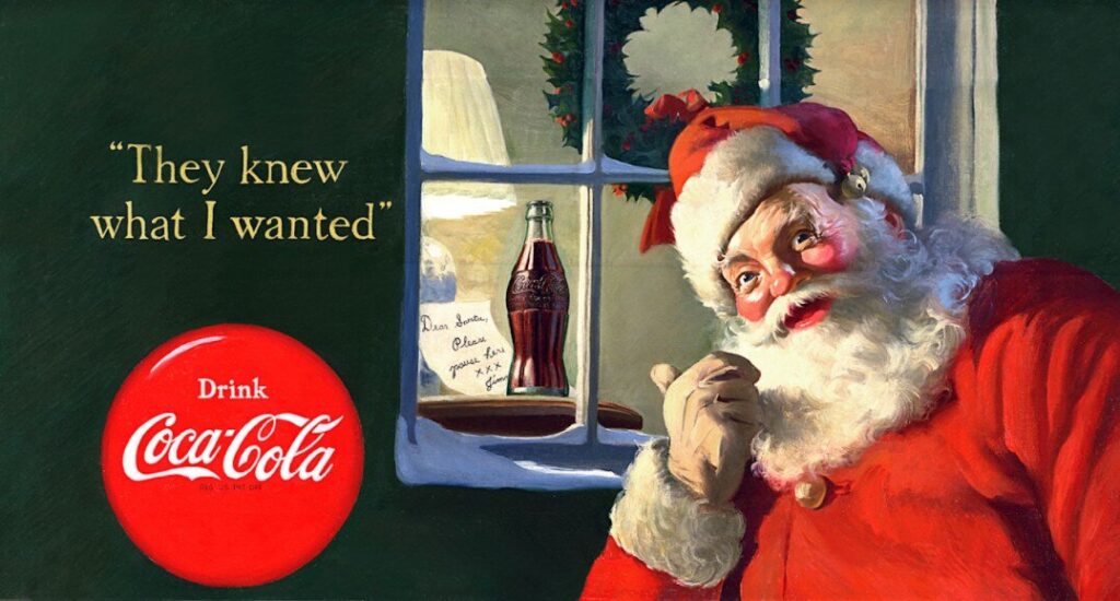 Imagem do Papai Noel criado pela Coca-Cola como uma estratégia de Marketing para potencializar suas vendas no período do Natal